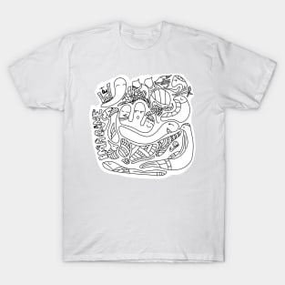 Black and White Doodle Art "Calm Expression" T-Shirt